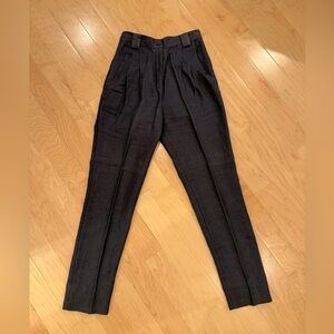 American Apparel Tapered Pleated Linen Pants in Dark Gray